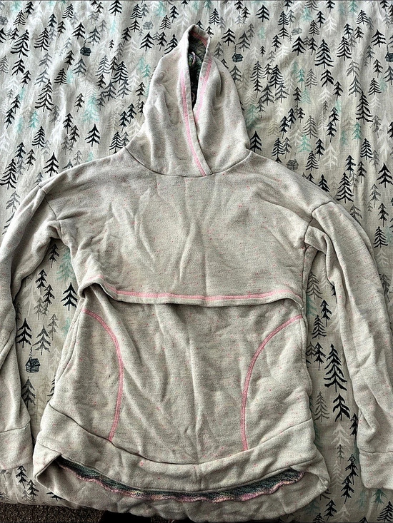Latched Mama Tops - Latched Mama White & Pink Hoodie Size Small